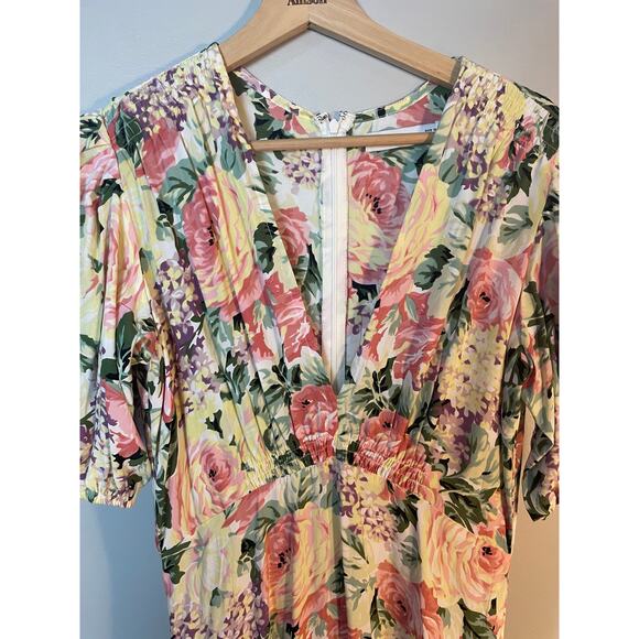 Faithfull the Brand Vittoria Midi Dress Venissa Floral US 8 English Pink Roses - Picture 16 of 16